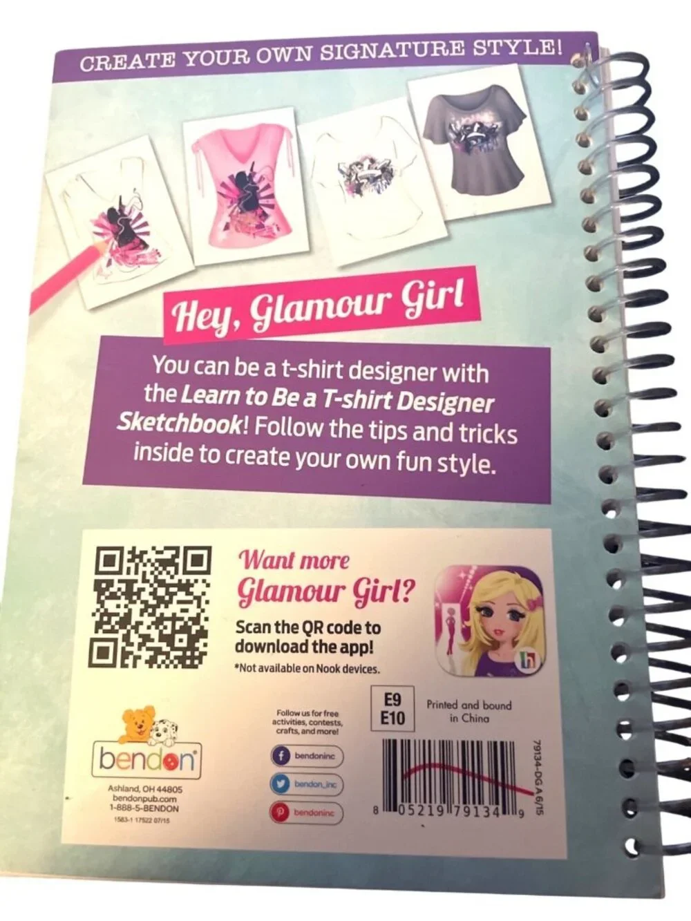 Glamour Girl T-Shirt Designer Crafts Sketchbook Bendon For Ages 6+ Stickers Tips